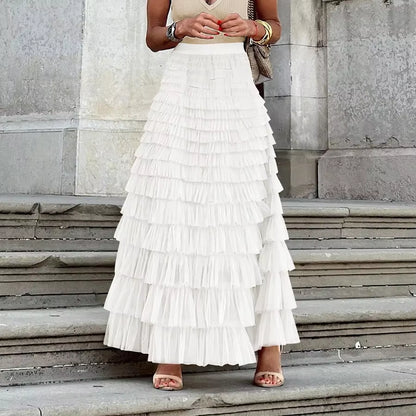 Women Skirts Y2K Cake Skirt a Line Tight High Waist Long Elegant Slim Fit Maxi Party Elegant Casual Temperament Summer 2024